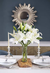 KaBloom Pure Love Bouquet of Fresh White Lilies with Vase