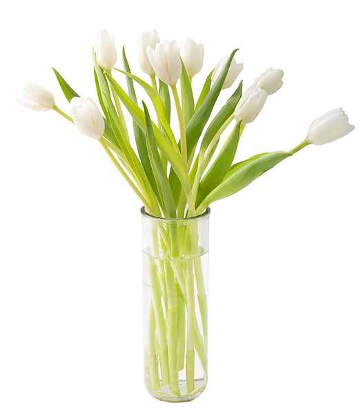 KaBloom Bouquet of Fresh White Tulips with Vase (Farm-Fresh, Cut-to-Order and Homegrown in the USA)