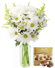 KaBloom Valentine's Day Collection with Vase and One Box of Lindt Chocolates