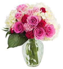 Will Deliver by Valentine's Day: Let Them Eat Cake Roses and Hydrangeas Bouquet - With Vase