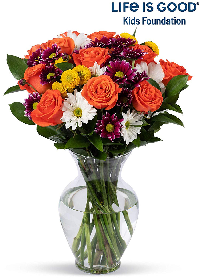 Benchmark Bouquets Life is Good Flowers Orange, With Vase (Fresh Cut Flowers)