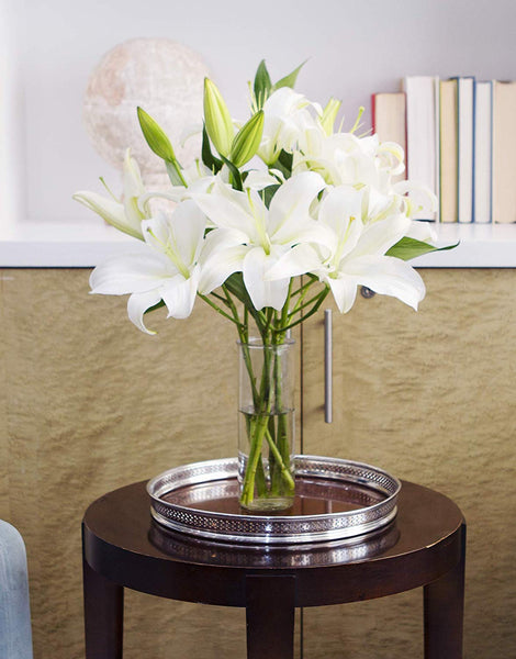 KaBloom Pure Love Bouquet of Fresh White Lilies with Vase